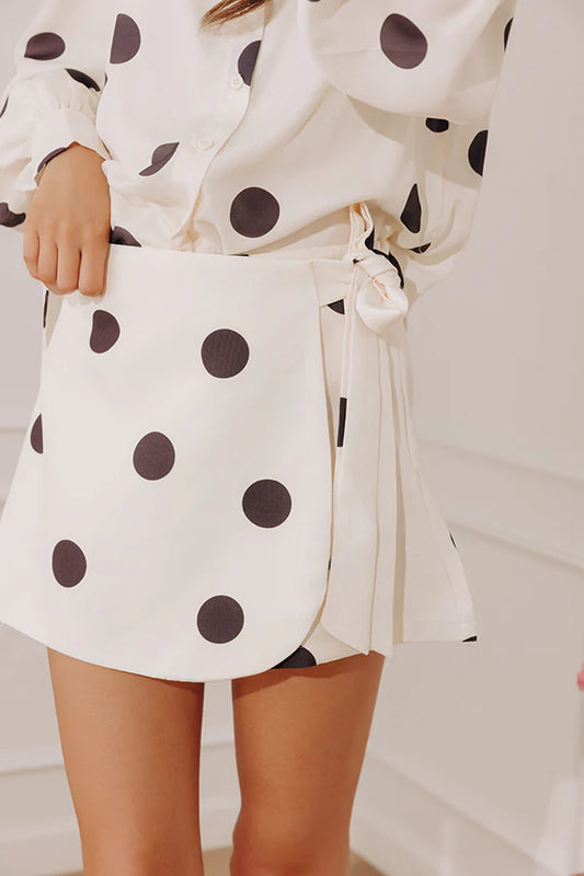Darling Dots High Waist Skort White Black Polka Dot - view 2