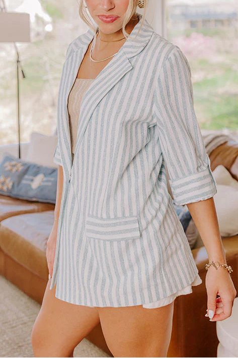 Sail Away Linen-Blend Stripe Blazer